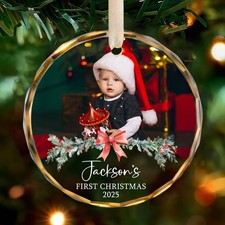 Baby  s First Christmas Ornament with Personalized Photo   Unique Holiday