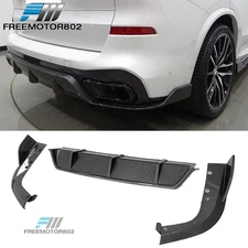 Fit 19-25 BMW G05 X5 M Sport Carbon Fiber Print 3PC Rear Bumper Diffuser Lip