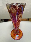 Carnival glass IG vintage pre-1940 Vase 8"tall, Beautiful Colors