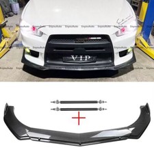 Front Bumper Lip Spoiler Splitter Strut Rod Carbon Fiber For Mitsubishi Lancer