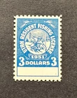 WTDstamps - 1951 UTAH - State $3 Resident Fishing Stamp - Mint OG NH