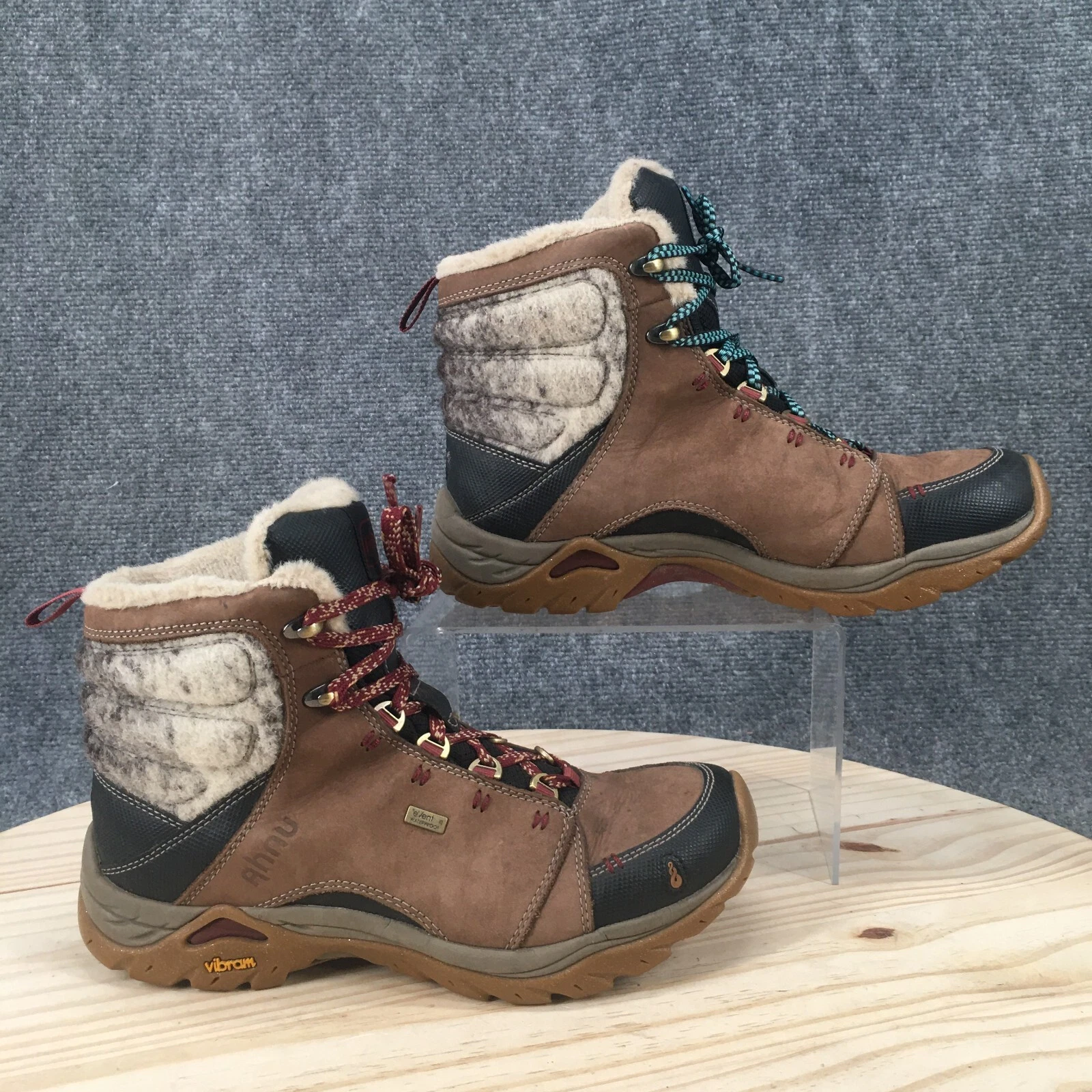 Ahnu Boots Mens 6.5 Montara III Event Waterproof Hiking Brown Lace Up Comfort