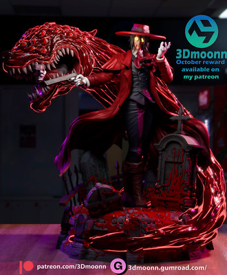 Alucard, Hellsing, Blut Hund, Friedhof,Dracula, Statue, 3D Druck Figur, UNBEMALT