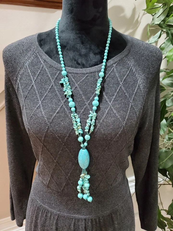 Vestido Suéter New Directions Gris Rayón Cuello Redondo Manga Larga Hasta la Rodilla XL Foto 2 de 4