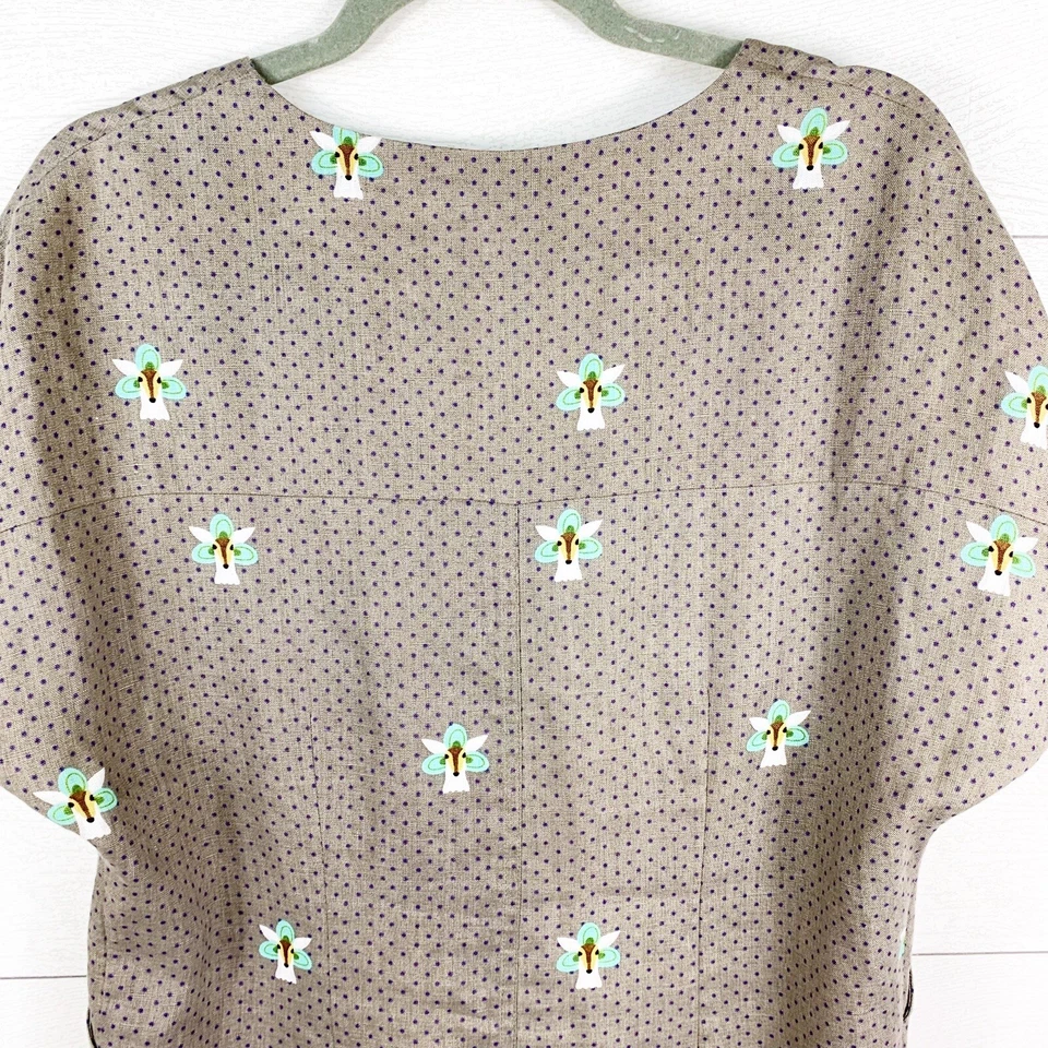 Платье-футляр женское Paul & Joe Sister 8 льняное с коротким рукавом в горошек желтовато-коричневое фиолетовое - Изображение 4 из 4