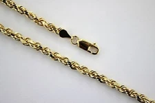 Authentic 14K Solid Yellow Gold Rope Twist Link Chain Necklace 4mm x 18" ~ 30"