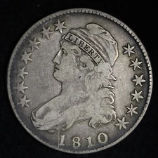 1810 Capped Bust Silver Half Dollar CHOICE VF E335 SCMK