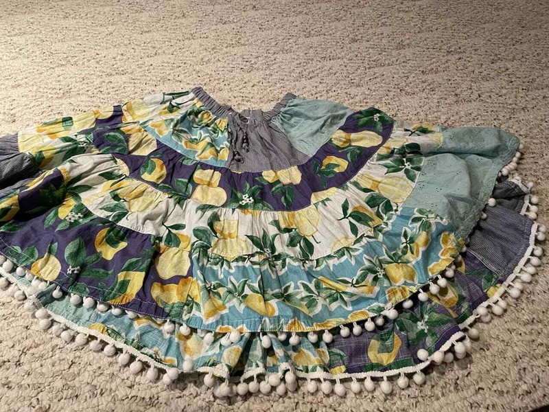 Cotton Lemon blue yellow patchwork girls skirt size 5 year by next