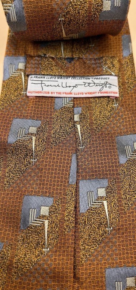 Frank Lloyd Wright Foundation Classic Geometry Artwork Rare Men’s Necktie - Image 4 of 4