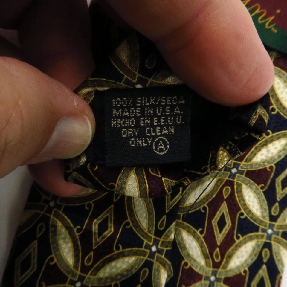 复古 Cellini Uomo 几何花卉星星钻石图案 56"x 4" 红色蓝色金色 — 第 4/4 张图片