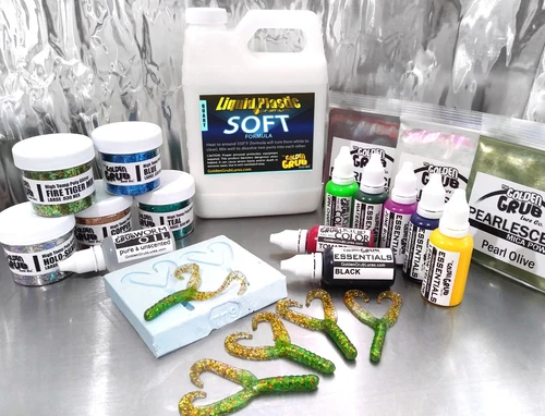 Liquid Plastic SUPER STARTER SET Twintail Grub plastisol fishing lure making kit