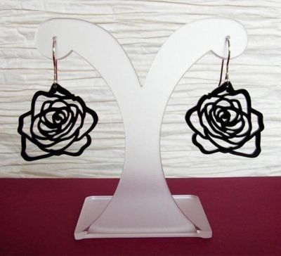 Rose Earrings Acrylic Black Gothic Symbol Jewelry - NEW