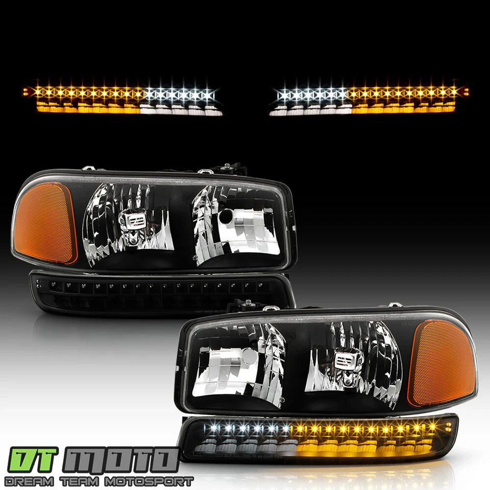 Faros LED negros para parachoques de estacionamiento GMC Sierra Yukon XL 1999-2006 Foto 2 de 4