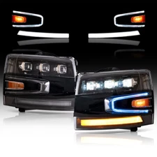LED Projector Headlights 2007-2013 Chevrolet Silverado 1500 Front Lamps Assembly