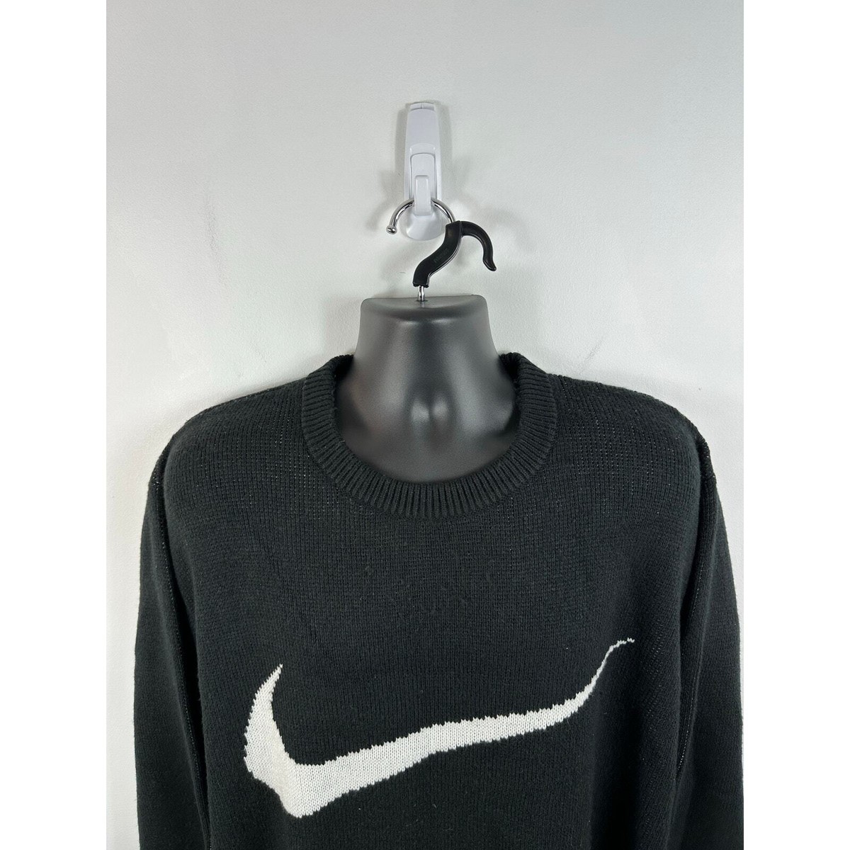 Supreme Nike Swoosh Sweater SS19 Knit Sweater Black Size XL Supreme Nike Swoosh Sweater SS19 Knit Sweater Black Size XL