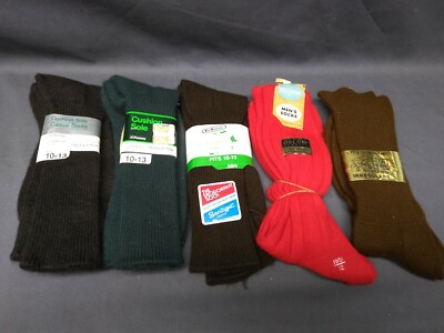 NOS VINTAGE lot of 5 L Cotton Crew Men's Golf Socks 5 Pairs NEW Lot 1