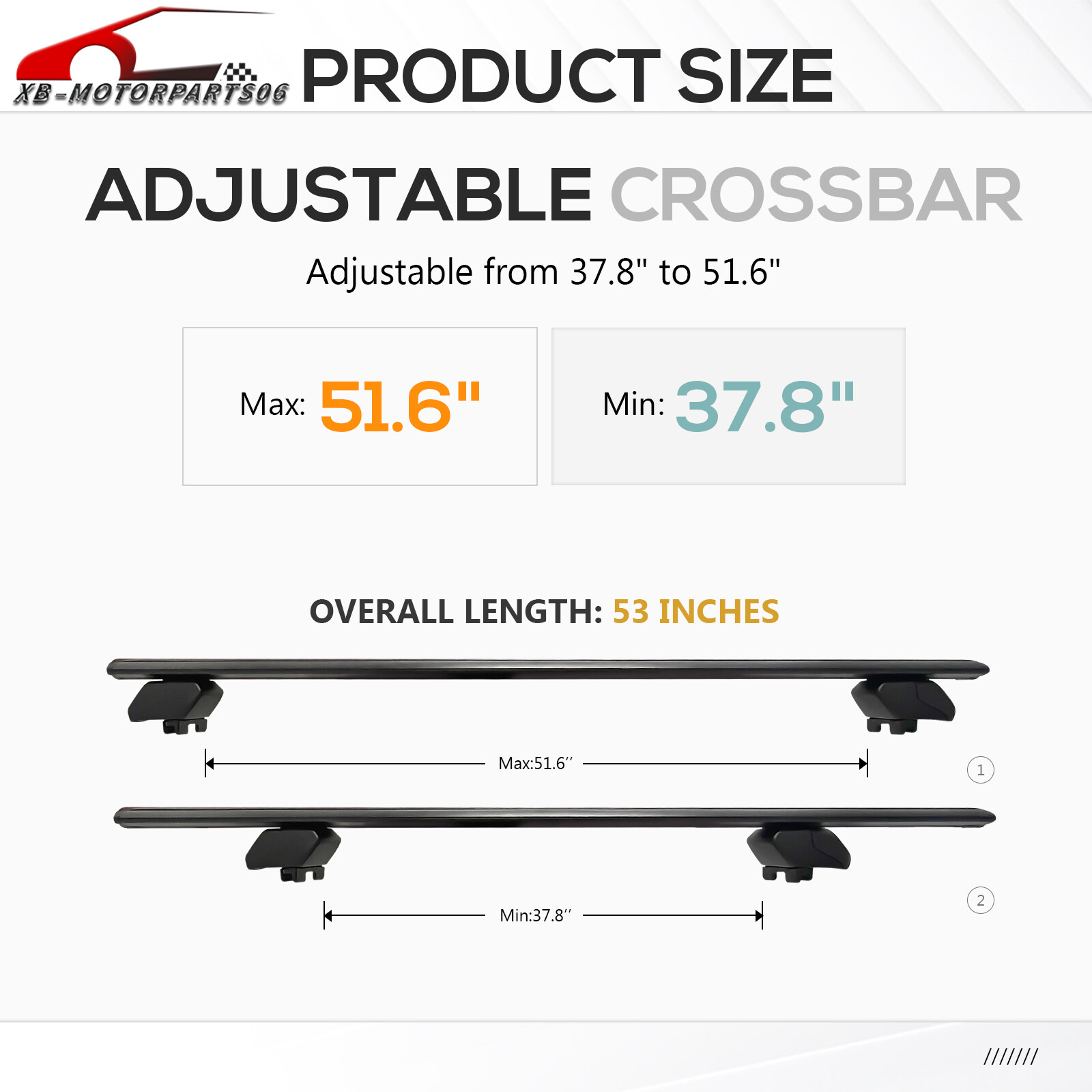 53" Universal Lockable & Adjustable 300LBS Roof Top Bars Cargo Carrier Luggage