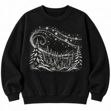 Vintage Winter Forest Sweatshirt Snowy Pine Tree Christmas Nature Lover Crewneck