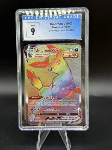 2021 Pokémon Evolving Skies Umbreon VMAX 214/203 Rainbow Rare CGC 9 Mint