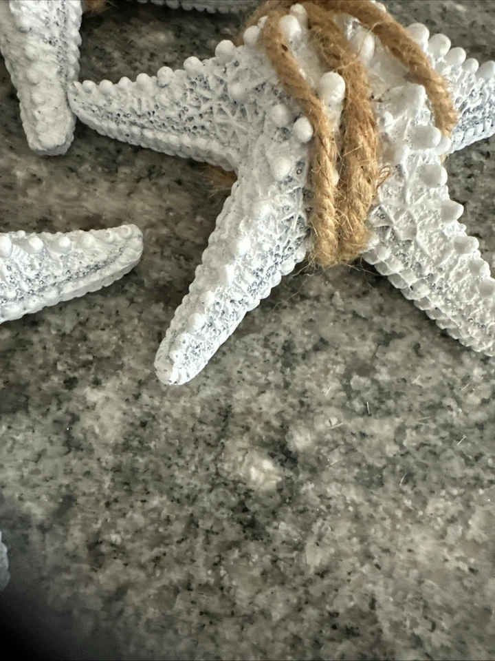 Juego de 5 estrellas de mar de resina blanca y azul decoración para colgar en la pared decoración estilo playa Foto 4 de 4