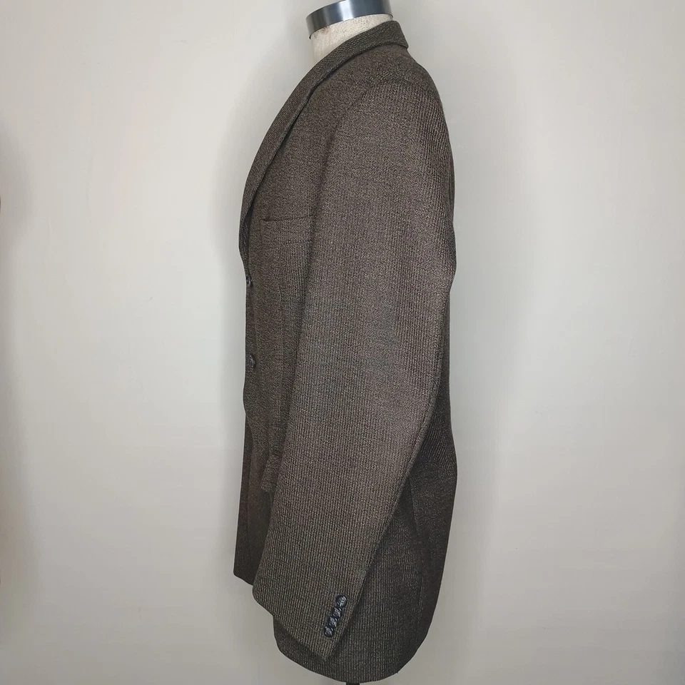 Pronto Uomo Mens Sport Coat Blazer 3 Button Brown Wool Size 48L Italy - Image 3 of 4