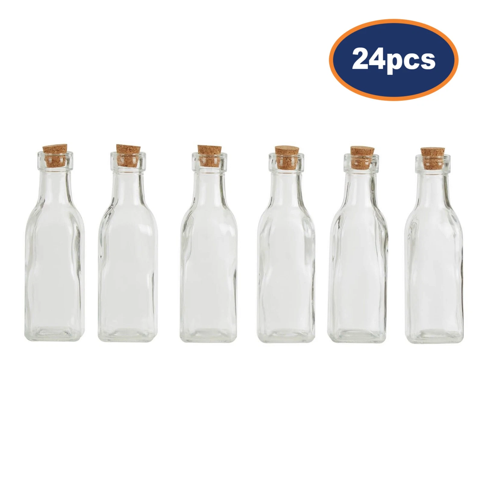 Tromso 24pcs 170ml Small Square Glass Bottles Liquid Tall Jar Cork Lid Storage