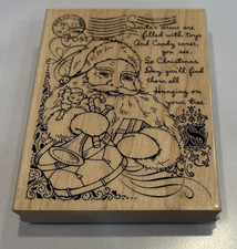 Stampendous R213 SANTA COLLAGE Wood Mounted Rubber Stamps Saying/poem Christmas