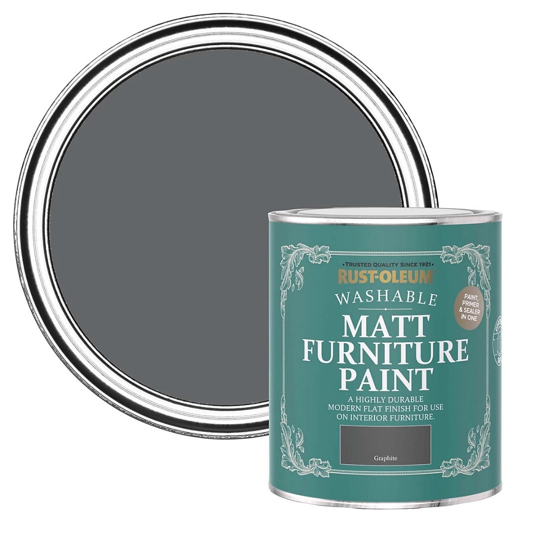 Rust-Oleum Washable Matt Furniture Paint Graphite - 750ml