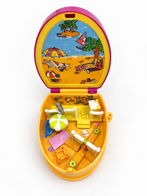 Vintage 2000 Polly Pocket Trendy Tronics Beach Clock Compact - Shell Only