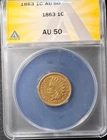 1863 indian head penny cent AU-50