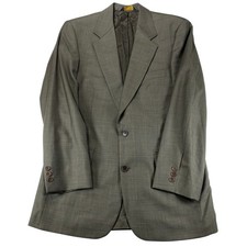 Brooks Brothers Sport Coat Blazer Mens 39 R Green Windowpane Plaid 100 Wool VTG