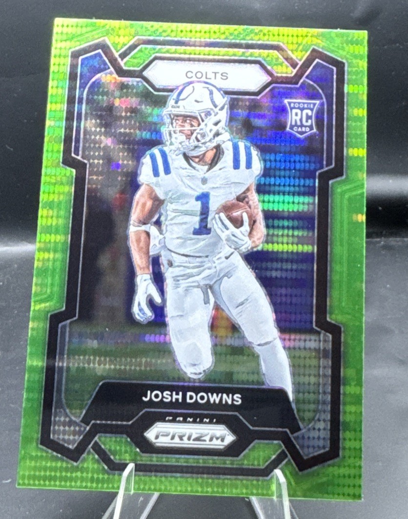 2023 Panini Prizm #345 Josh Downs Neon Green Pulsar