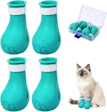 4pcs Cat Paw Covers | Silicone Anti-Scratch Boots for Nail Trimming & Grooming