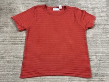 Alfred Dunner Top Womens PM Orange Short Sleeve Acrylic Made in USA