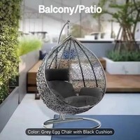 Rattan Swing Egg Chair Garden Hanging Indoor Outdoor Patio Hammock with Cushion