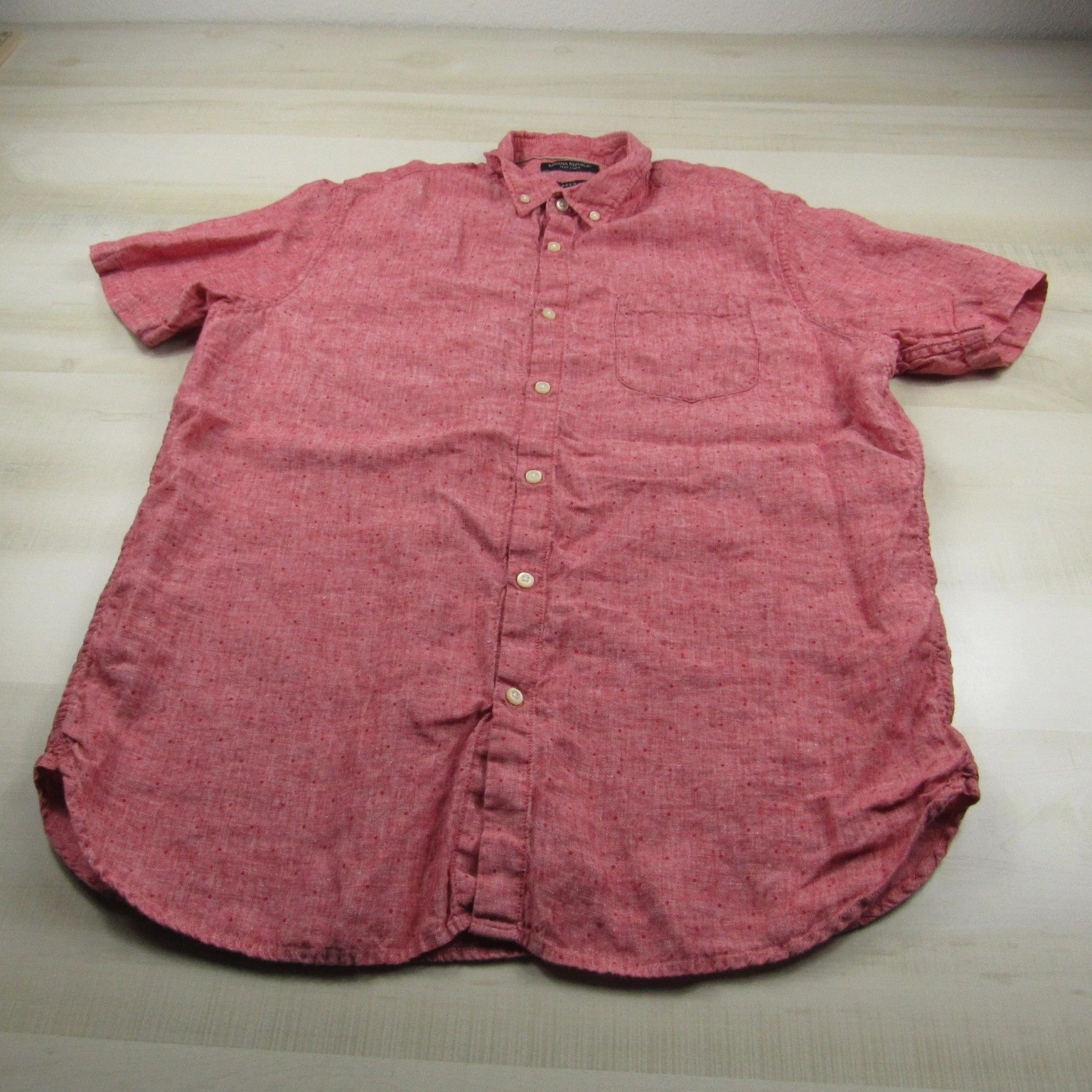 Banana Republic Shirt Men Large Red Linen Camden Fit Button Down Casual