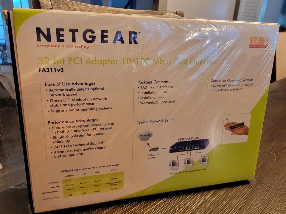 New Sealed Netgear 32 bit PCI Adapter FA311 10/100 Mbps Fast Ethernet - Image 2 of 4