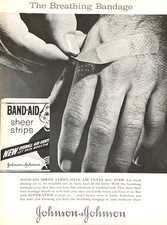 Band-Aid Bandage Johnson&Johnson Vintage Print Ad 1961 #1594