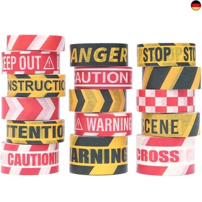 YUBX 16 Rollen Vorsichtslinie Washi Tape Set Klebeband Bunt Gelb Rot Grenze