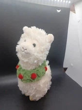 Aurora Lucy Llama 10" Plush Alpaca Christmas Wreath White W/ Gold Hooves