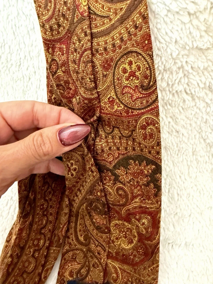 Corbata Polo Ralph Lauren Neiman Marcus Paisley Seda Cachemira De Colección Hecha en EE. UU. Marrón Foto 3 de 4