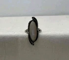 Vintage KB Sterling Silver Oval White Agate Ring Size 10 Split Shank 5g