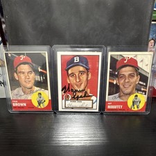 Topps 1952 Topps Baseball 3-Card Lot Paul Brown #478 Spahn #33 Mahaffey #385