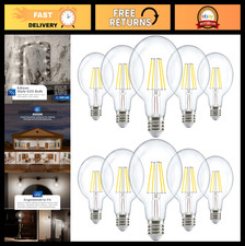 10 Pack G25 LED Filament Globe Bulbs, Dimmable Vanity Lighting, 500 LM, 4000K Co