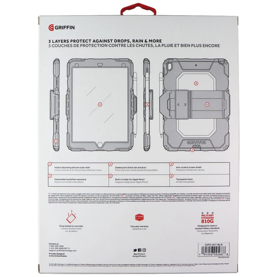 Griffin Survivor All-Terrain Case for iPad Air 2019/10.5" iPad Pro - Clear/Black - Image 2 of 2