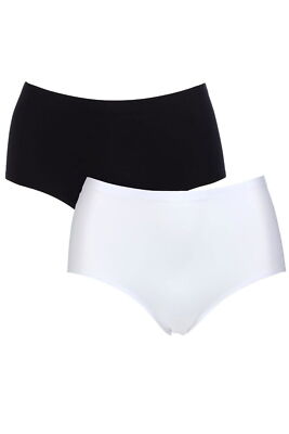 Rhonda Shear 2-pack Invisible Edge Mid-Rise Brief Black/White