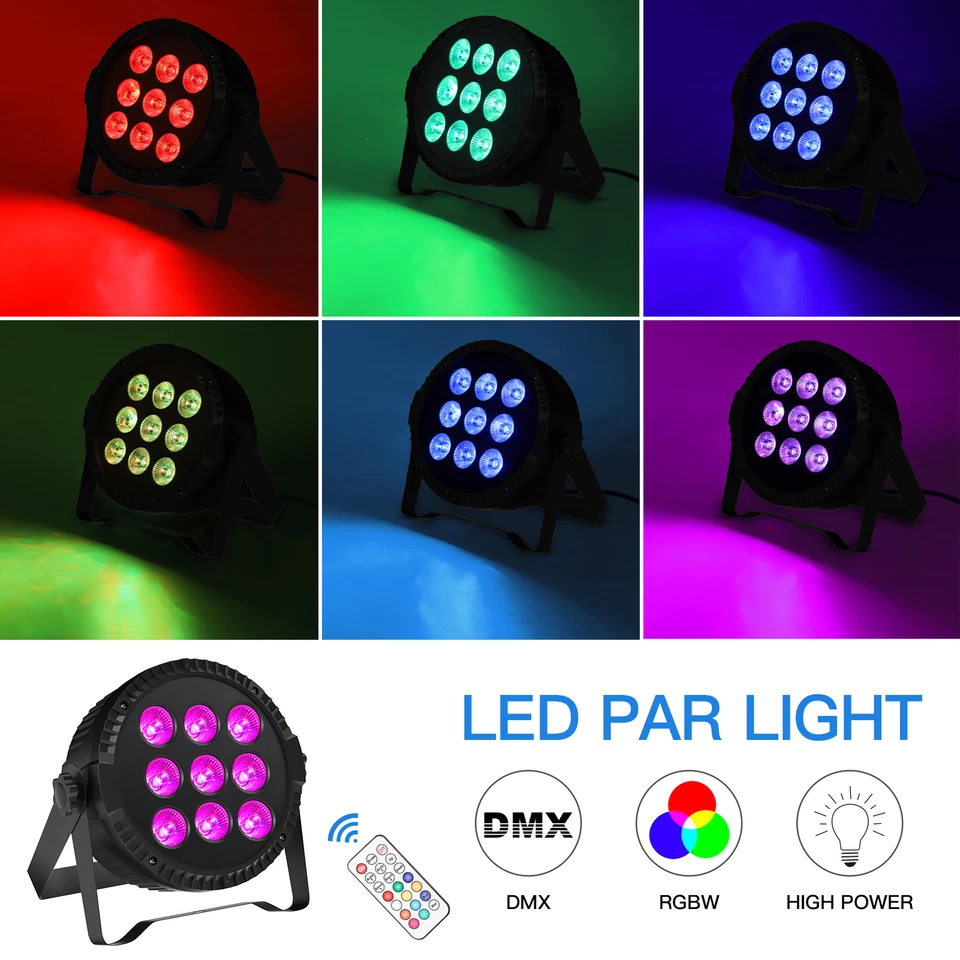 9LED Par Can Light Disco Uplight 135W RGBW Beam Stage Lighting DMX DJ Party Show - Image 2 of 4