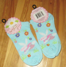 Spring Fling Kids 6-8 Bunny Flowers Multi Girls Socks 1 Pair NWT Nice 