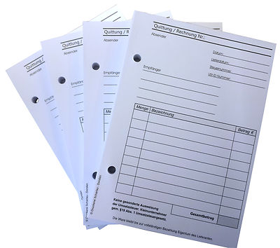 3x RECHNUNGSBLOCK Quittungsblock §19 RECHNUNG  A6 100 BLATT gelocht (22421)