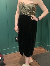 Albert Nipon Vintage 1980s Metallic Velvet Tea Length Dress